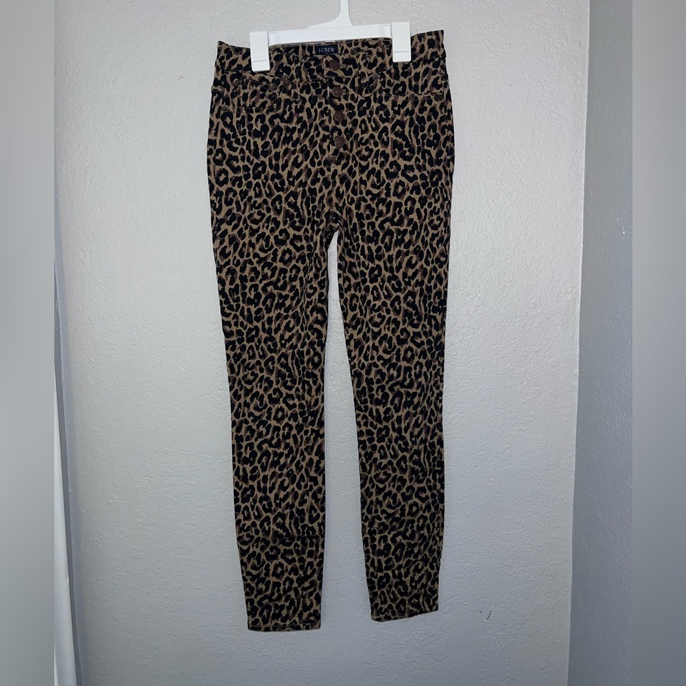 J Crew Women 9" Hight Rise Skinny Jeans Cheetah Animal Print